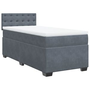 vidaXL cama box spring individual con colchón terciopelo gris oscuro