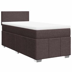 vidaXL cama box spring con colchón tela marrón oscuro 90x200 cm