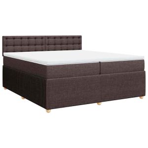 vidaXL cama box spring con colchón tela marrón oscuro 200x200 cm