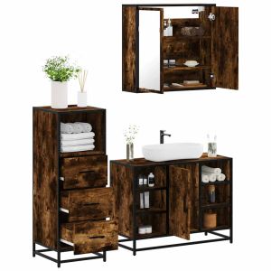 Set de muebles baño 3 pzas madera contrachapada roble ahumado esb8818