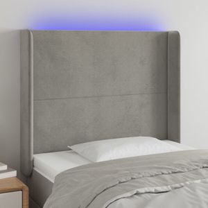 Cabecero con LED de terciopelo gris claro 93x16x118/128 cm eso1925