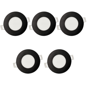 Pack x5 downlight LED empotrable 12v, 3w, luz neutra 4200k. Marco negro