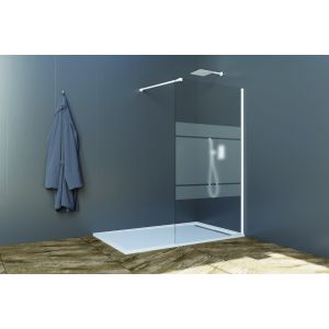 Panel fijo de ducha screen blanco decorado 86,5-88cm