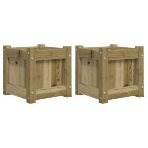 vidaXL jardineras de exterior 2 unidades madera impregnada de pino