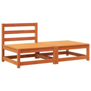 vidaXL sofá jardín sin reposabrazos con reposapiés madera pino marrón