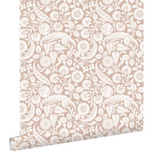 Estahome papel pintado diseño floral rosa terracota 53 cm x 10.05 m
