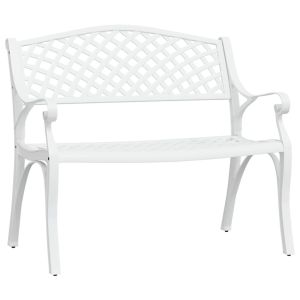 vidaXL banco de jardín de aluminio fundido blanco 102 cm