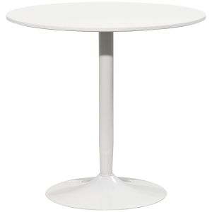Mesa de comedor 80x80x75 cm mdf, acero color blanco Homcom, hogar - cocina