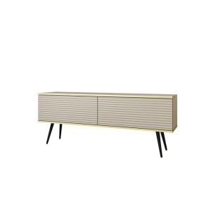 Mueble de tv contemporáneo - beige mate - patas de metal - 135 x 30 x 52 cm