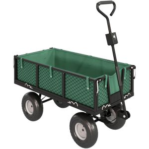 Carrito de jardín 105x51x54 cm acero, tela oxford color verde Outsunny