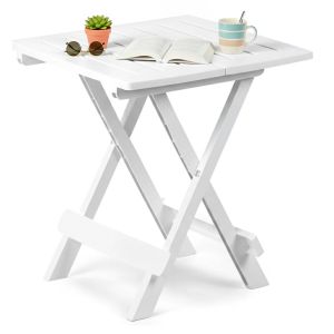 Mesa exterior elpino, mesa plegable, plástico blanco