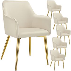 6 sillas de comedor, aspecto aterciopelado, reposabrazos, beige