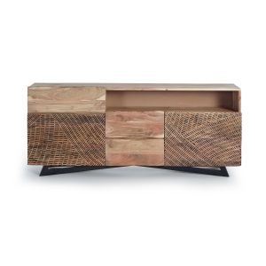 Aparador yakarta de madera de acacia y metal en color natural 160 cm