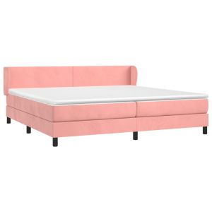 vidaXL cama box spring con colchón terciopelo rosa 200x200 cm