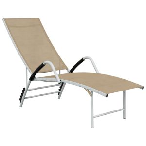vidaXL tumbona de textilene y aluminio crema