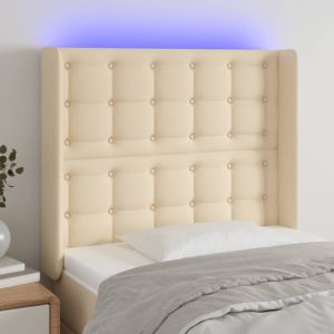 Cabecero con LED de tela color crema 83x16x118/128 cm eerf8223