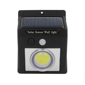 Aplique de pared solar LED con sensor crepuscular y movimiento negro