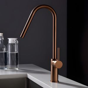 Imex - grifo monomando de cocina alto oro rosa serie kenia