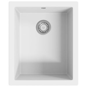 vidaXL fregadero de cocina con rebosadero granito blanco