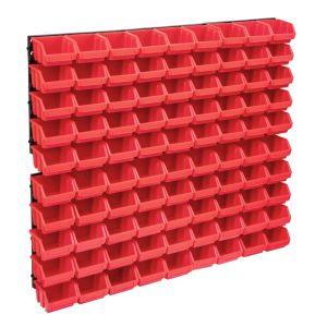 vidaXL kit de cajas de almacenaje 96 pzas paneles de pared rojo negro
