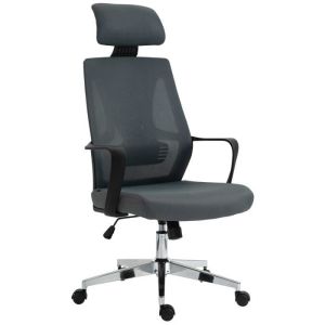 Silla de oficina ergonómica - reposacabezas - gris