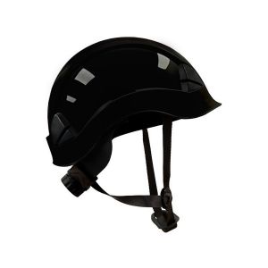 Casco negro con barboquejo