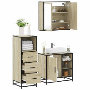Set de muebles de baño 3 pzas madera contrachapada roble sonoma esb4059