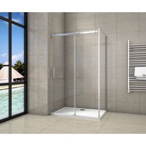Mampara de ducha corredera frontal+panel lateral,1250x800x1950mm