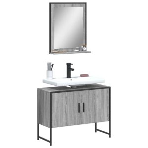 Set de muebles de baño 2 pzas madera de ingeniería gris sonoma