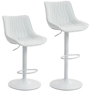 Taburetes de bar 47.5x54x110 cm pu, acero color blanco Homcom
