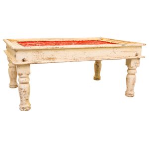 Mesa de centro de madera acabado artesanal 110x78x48h cm