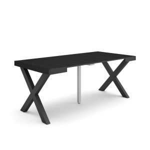 Mesa consola extensible, 180x90x73cm, negro, patas madera maciza rf2760