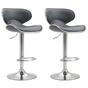 Taburetes de bar modernos - set 2 - gris - polipiel