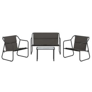 vidaXL juego muebles de jardín 4 pzas y cojines acero gris antracita