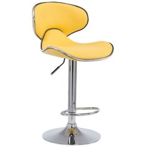 Taburete de bar regulable - polipiel amarilla - 88-108 cm