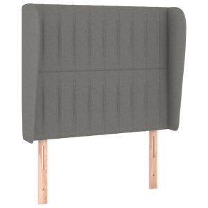 vidaXL cabecero con orejas de tela gris oscuro 93x23x118/128 cm