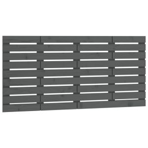 vidaXL cabecero de cama de pared madera maciza pino gris 156x3x63 cm