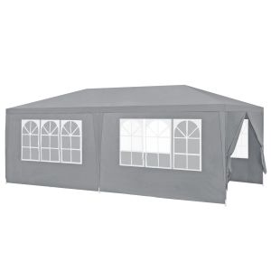Carpa pabellón para jardín wedau metal 600 x 300 x 255 cm gris oscuro