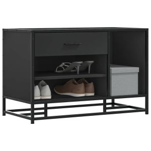 Banco zapatero madera de ingeniería y metal negro 80x40x53,5 cm oif156700