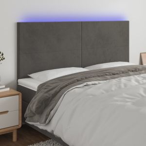 Cabecero con luces LED terciopelo gris oscuro 200x5x118/128 cm eso3931