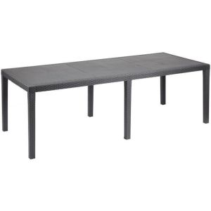 Mesa de comedor de jardín queen efecto ratán - antracita - 220 x 90 x 72 cm