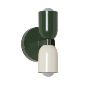 Aplique de Pared Doble E27 Disco Verde con Pantallas Verde + Crema