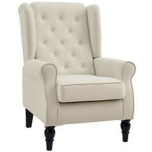 Butaca de salón franela de nieve, madera de eucalipto color beige