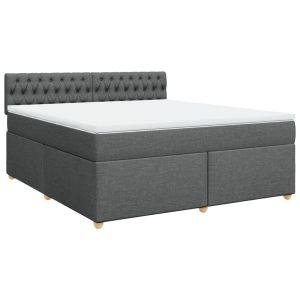 vidaXL cama box spring con colchón tela gris oscuro 180x200 cm