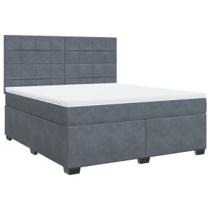 vidaXL cama box spring con colchón terciopelo gris oscuro 180x200 cm