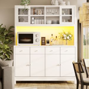 Aparador alto para cocina y salón 4 cajones blanco 180x140x38,5cm
