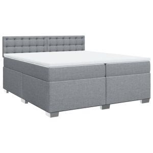 vidaXL cama box spring con colchón tela gris claro 200x200 cm