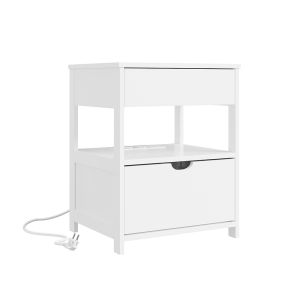 Sobuy comodín con 2 cajones y carga usb blanco
