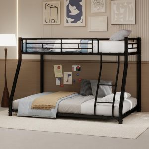 Litera metálica 90x140cm arriba y 140x190cm abajo, escalera, negro