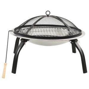 vidaXL brasero y barbacoa 2 en 1 atizador acero inoxidable 56x56x49 cm